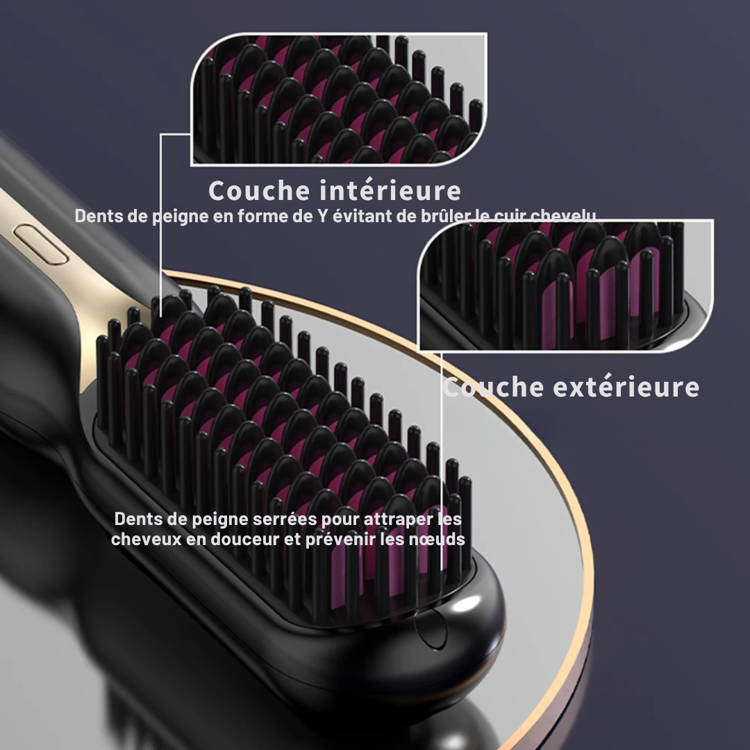 Brosse Lissante Rechargeable Sans Fil CareCheveux™