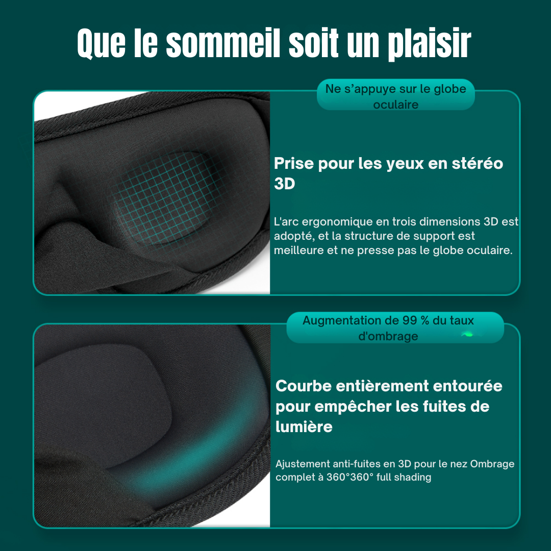 Masque de sommeil 3D en coton respirant CareSommeil ™