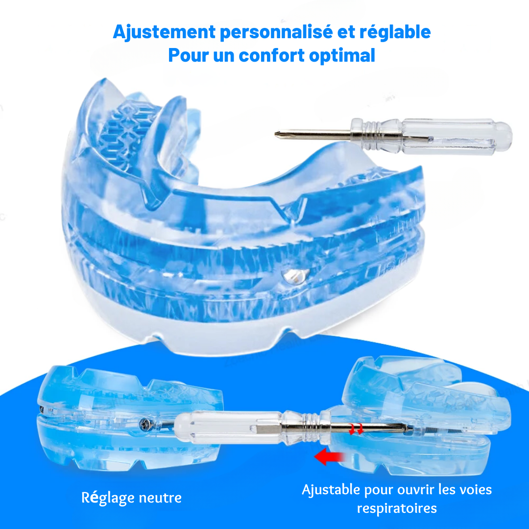 Orthèse d'avancée mandibulaire anti-ronflement à réglage précis et confort doux