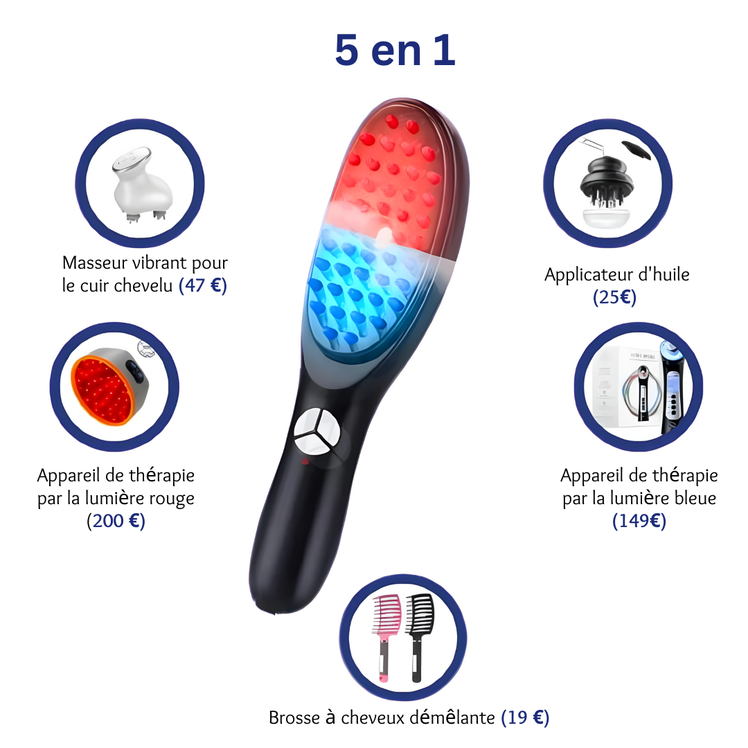 Brosse Capillaire Stimulante Tout-en-un pour Croissance et Vitalité des Cheveux CareThérapie™