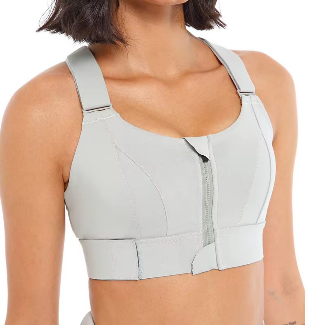 Brassière de Sport Zippée avec Bretelles Réglables et à Maintien Fort