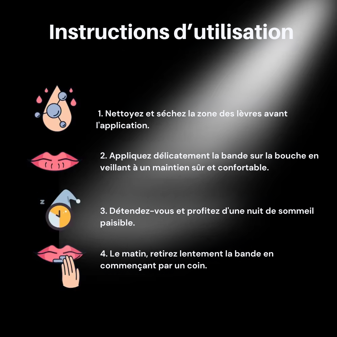 Bandes buccales sommeil – bouche fermée pour respiration nasale et confort nocturne