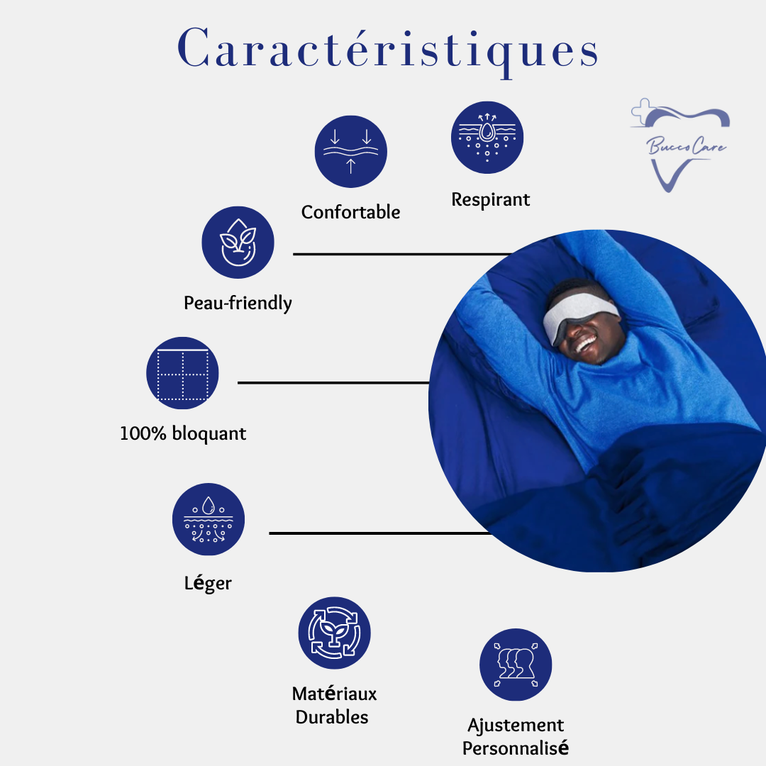 Masque de Sommeil 3D en Coton Respirant - Ajustable et Confort sans Pression Oculaire