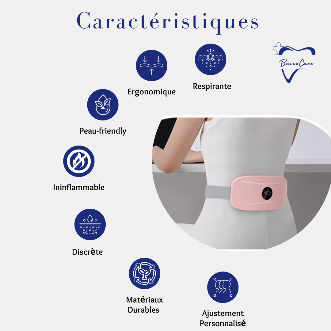 Ceinture Chauffante Vibrante et Rechargeable pour Ventre et Dos - CareMenstruelle