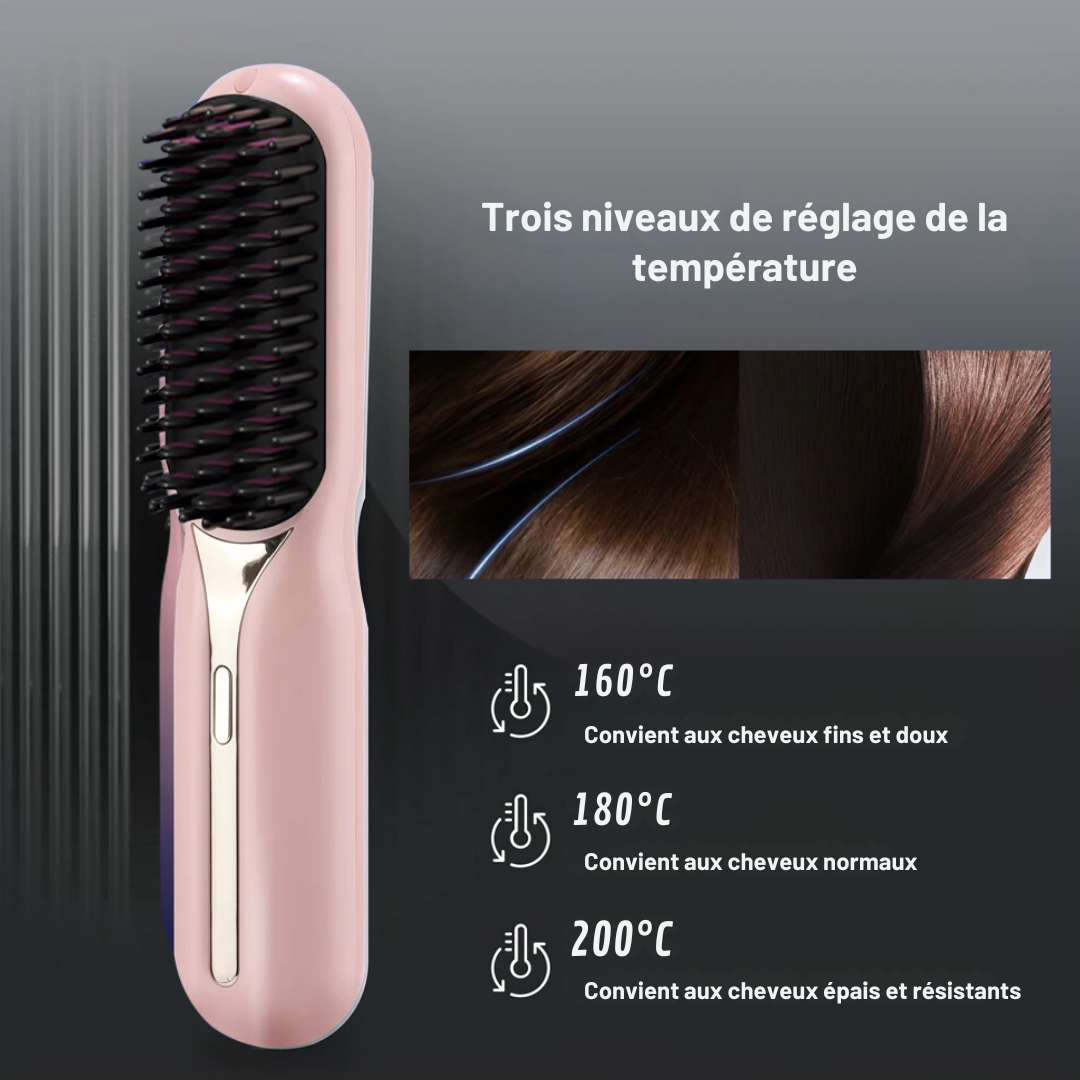 Brosse Lissante Rechargeable Sans Fil CareCheveux™