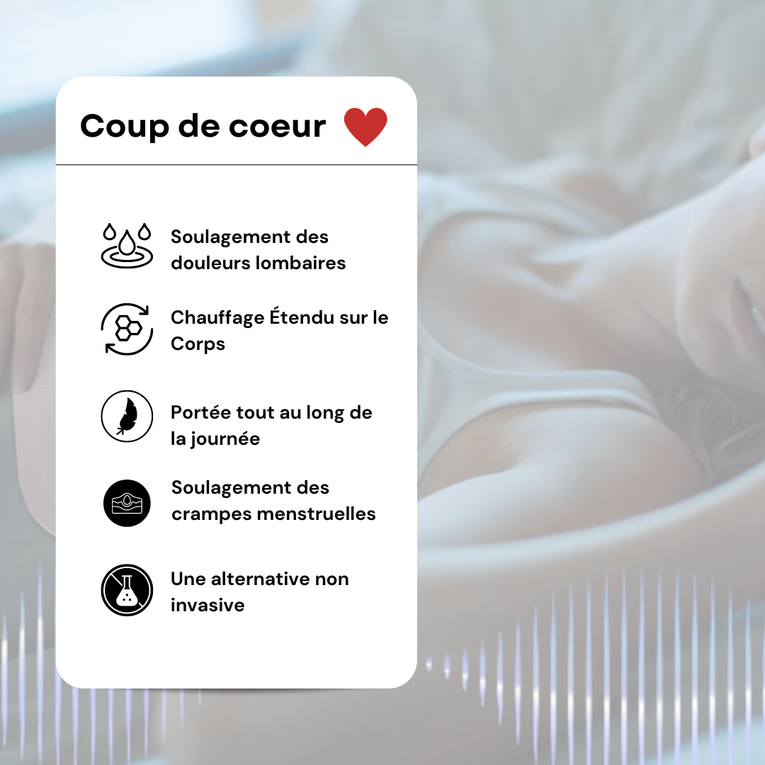 Ceinture Chauffante Vibrante et Rechargeable pour Ventre et Dos - CareMenstruelle