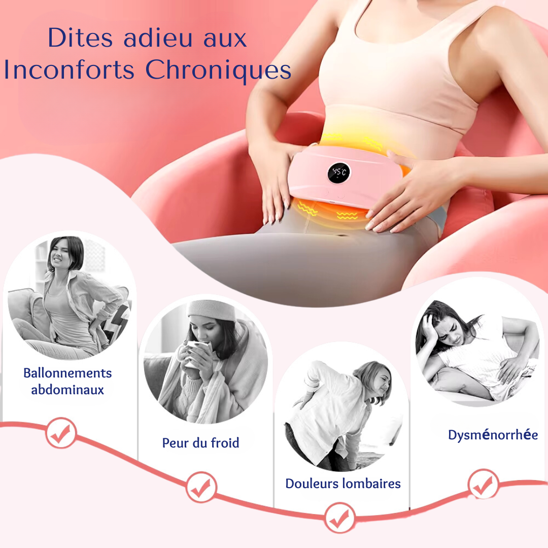 Ceinture Chauffante Vibrante et Rechargeable pour Ventre et Dos - CareMenstruelle