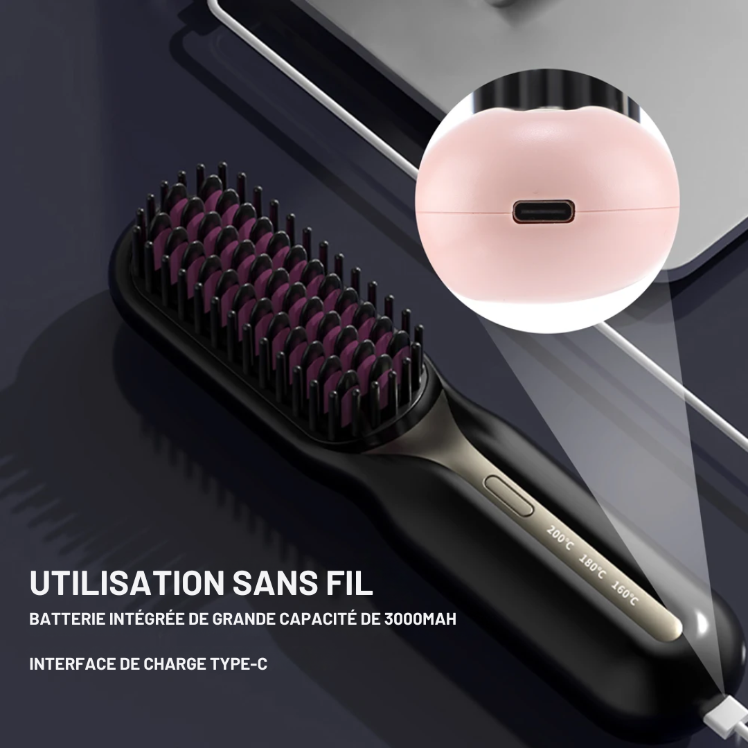 Brosse Lissante Rechargeable Sans Fil CareCheveux™