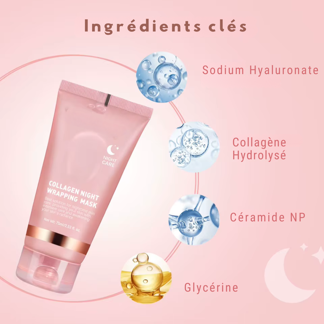 Masque de nuit au collagène pour le visage, hydratant, nourrissant et anti-relâchement