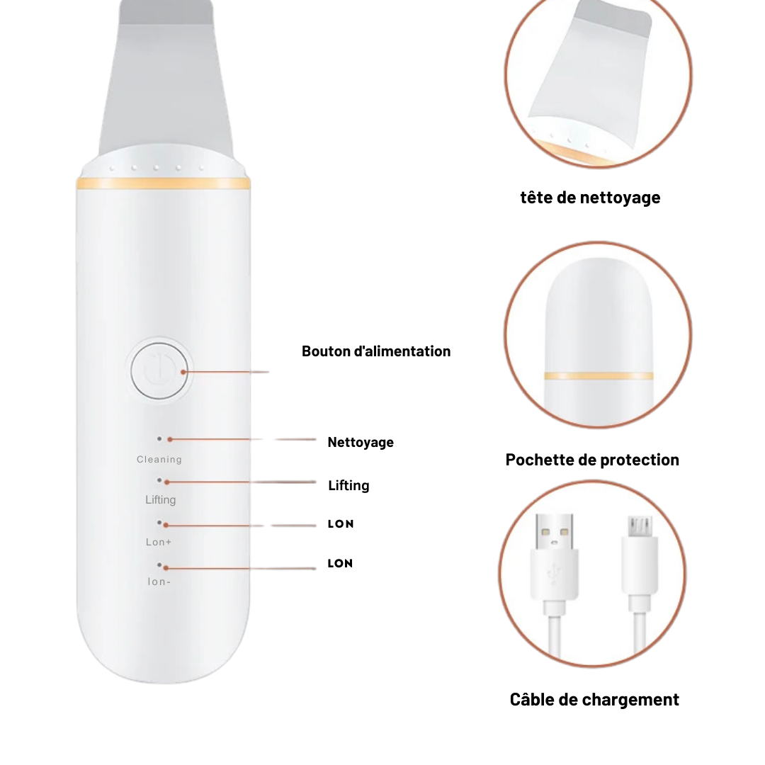Épurateur de peau ultrasonique dissolvant points noirs CarePeau™