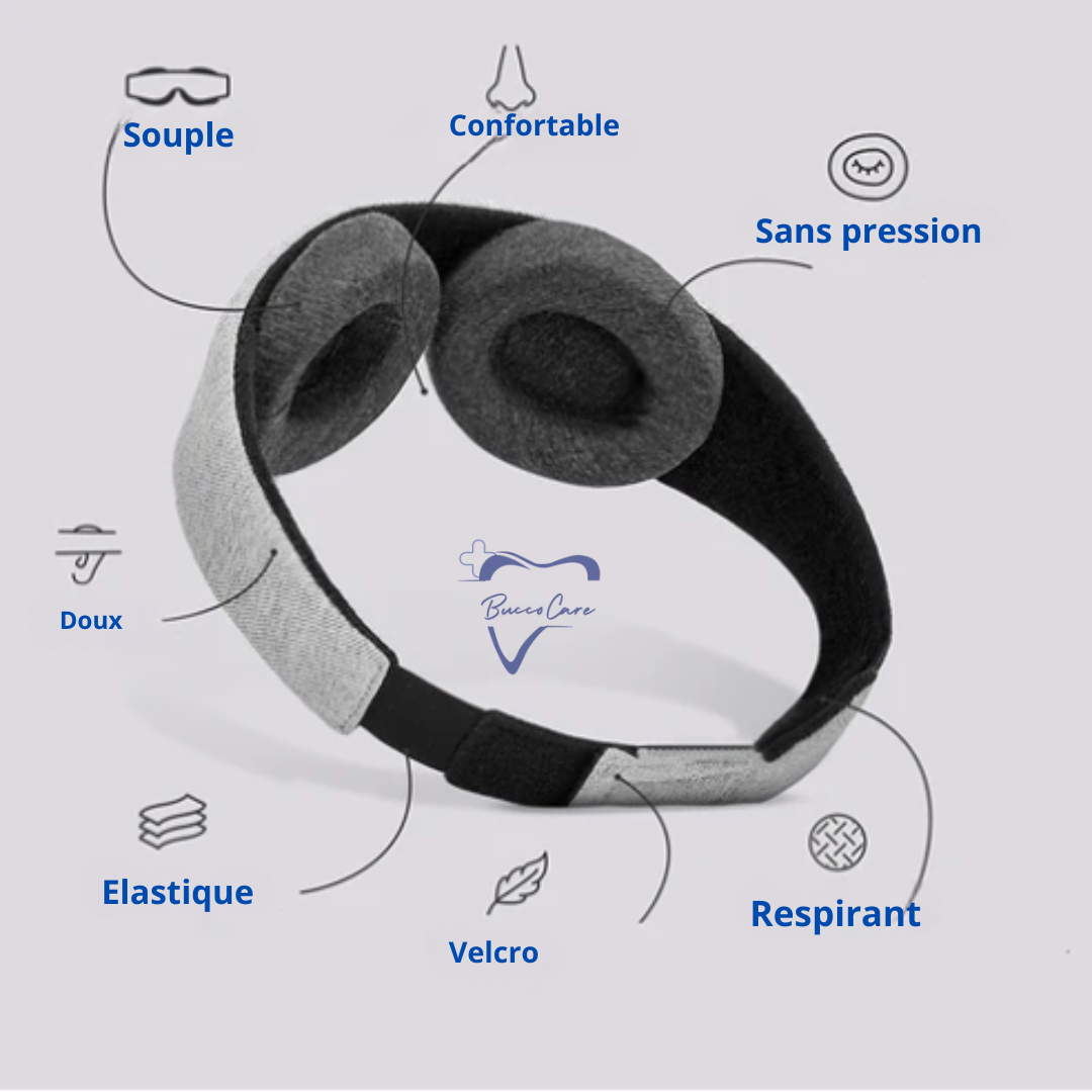 Masque de Sommeil 3D en Coton Respirant - Ajustable et Confort sans Pression Oculaire