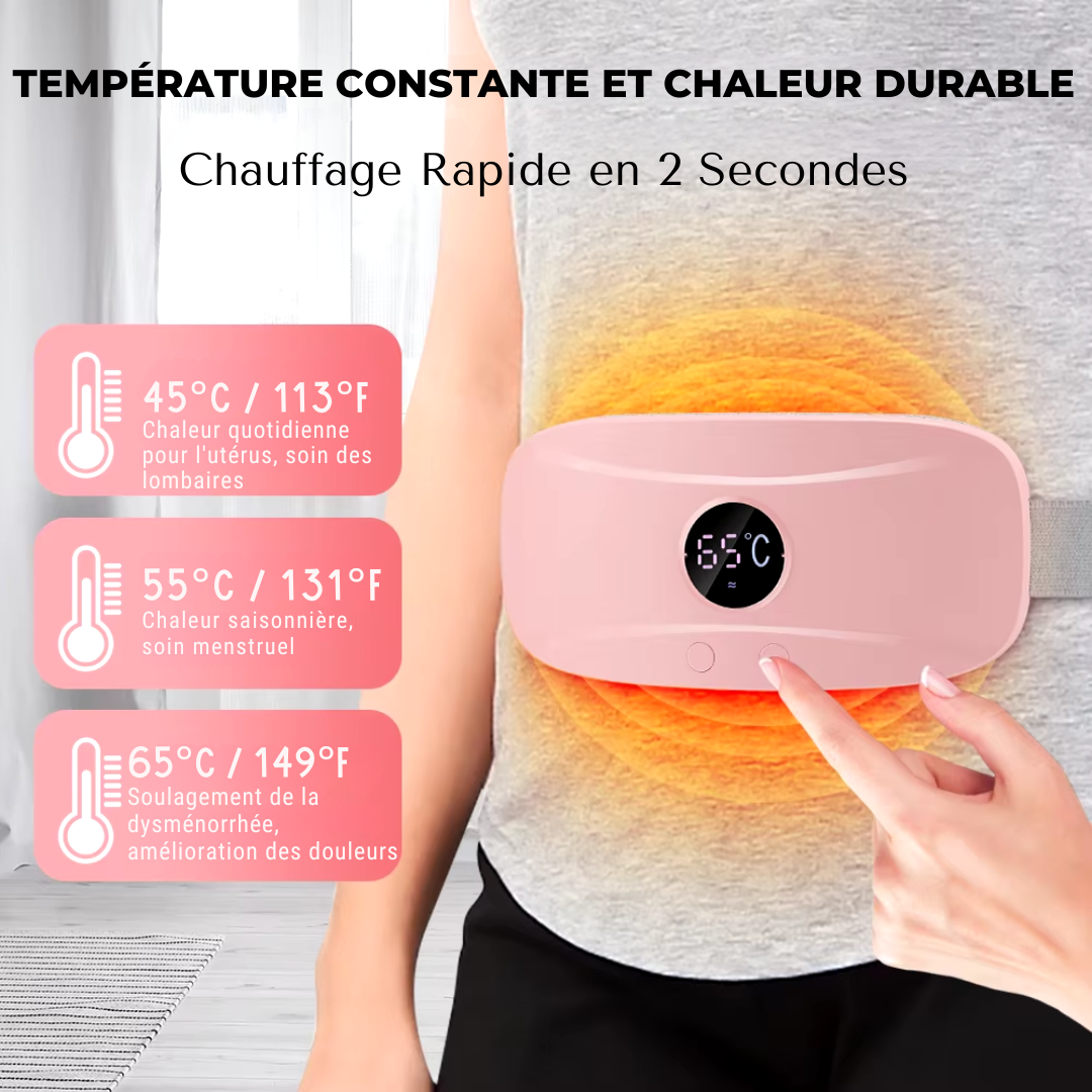 Ceinture Chauffante Vibrante et Rechargeable pour Ventre et Dos - CareMenstruelle
